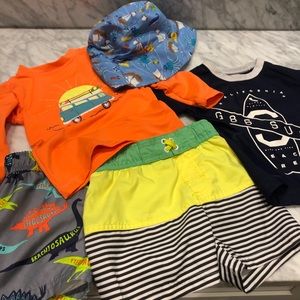 2T boys swim lot  2 outfits and Hat